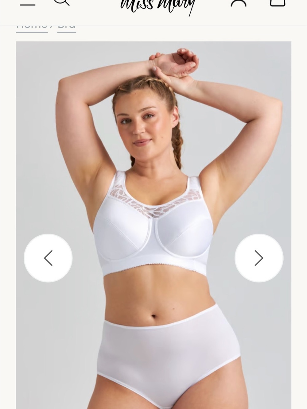 Supportive Lace-Yoke Full Coverage Bra in White
